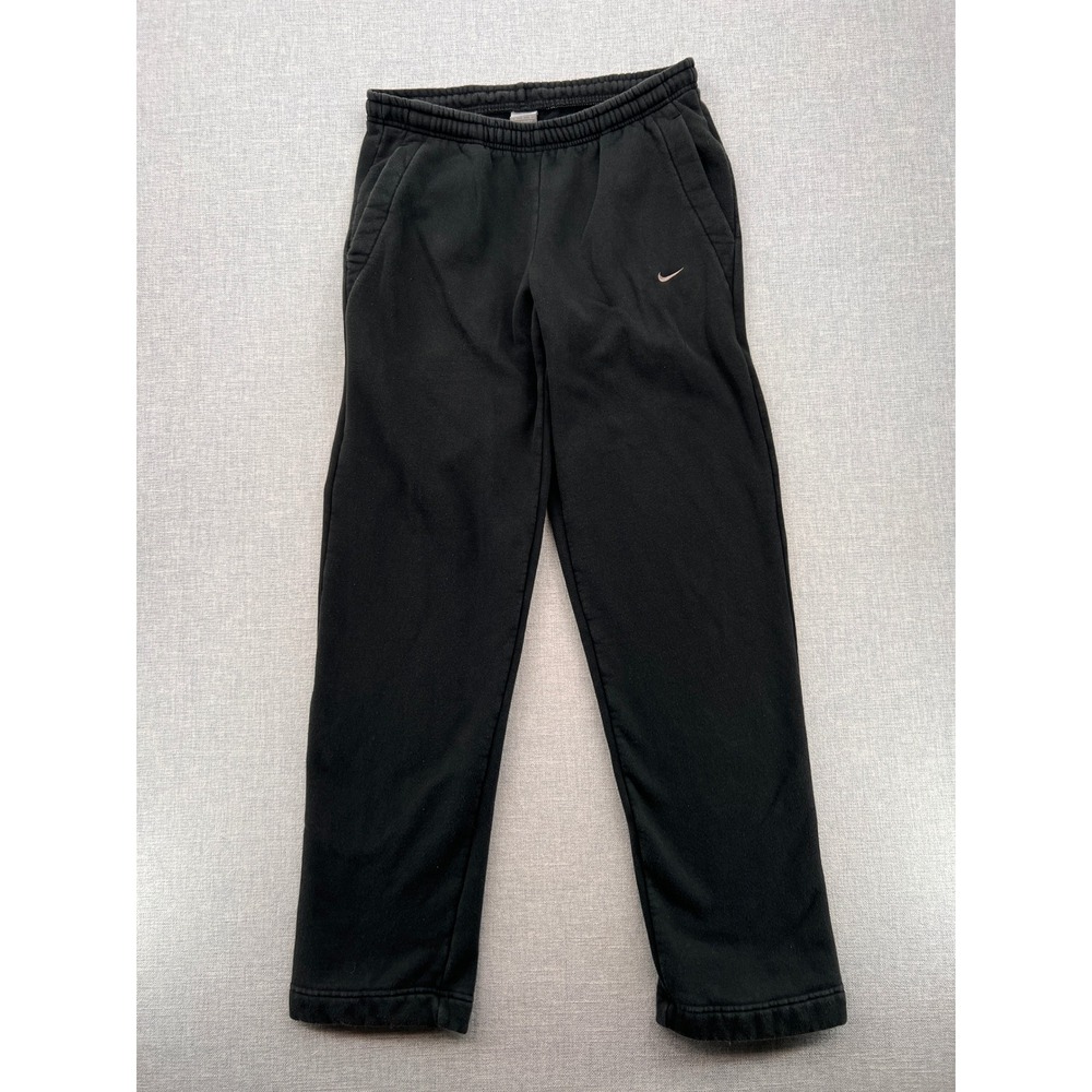 VTG Y2K Nike Fleece Sweatpants Joggers Men Large Black Athletic Lounge‎ Swoosh